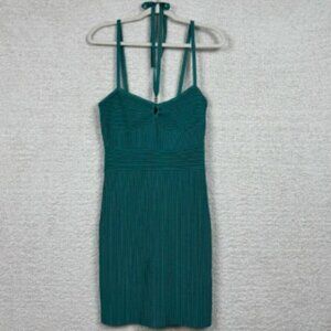 Marciano Dress Womens 8 Green Starling Straps Bandage Bodycon Mini Cut Out Zip